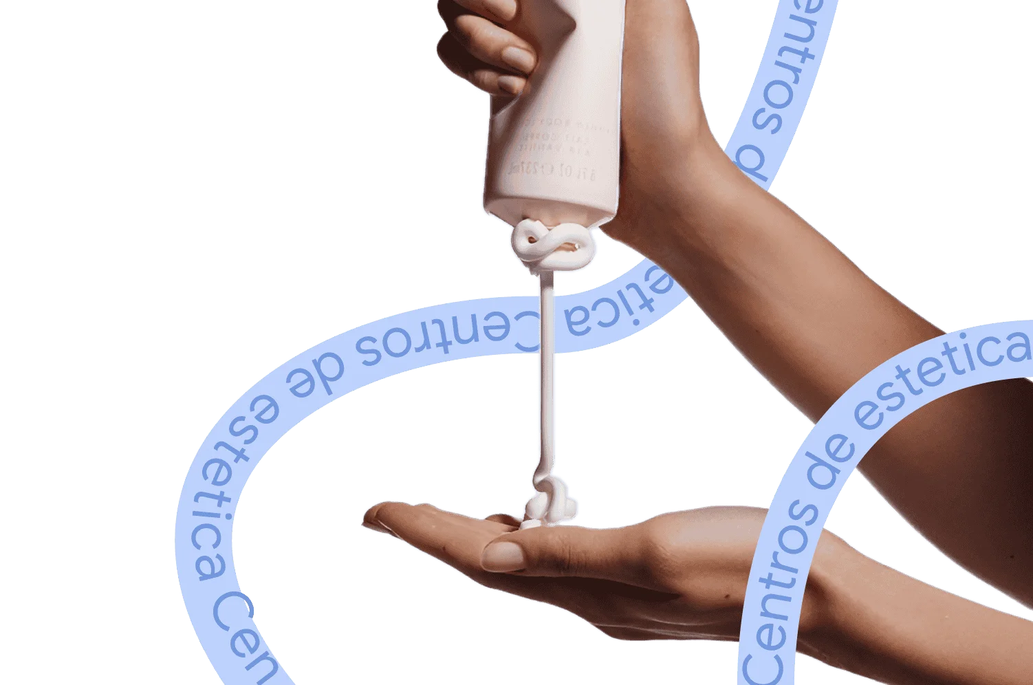 Manos aplicando tratamiento cosmético en centro de estética, imagen promocional de Weibook