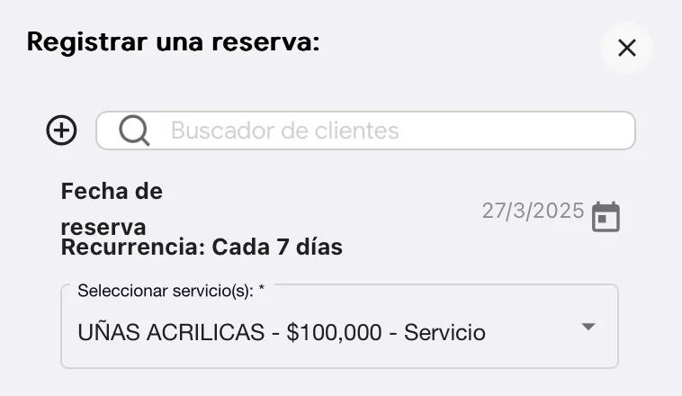 Weibook interface showing recurring appointments system, organized calendar and automatic WhatsApp reminders
