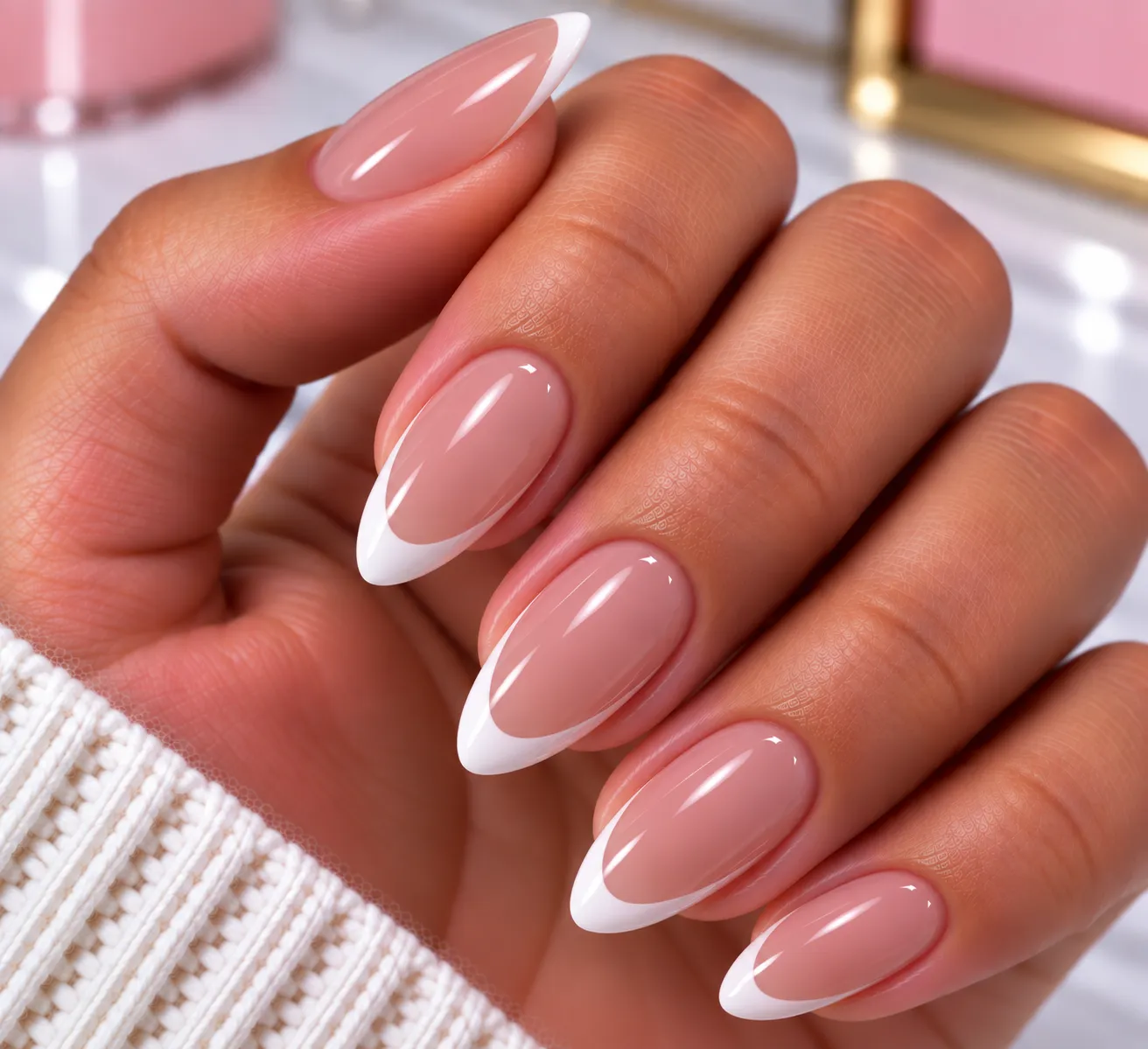 UÑAS ACRILICAS ALMOND FRANCESA COVER # 3