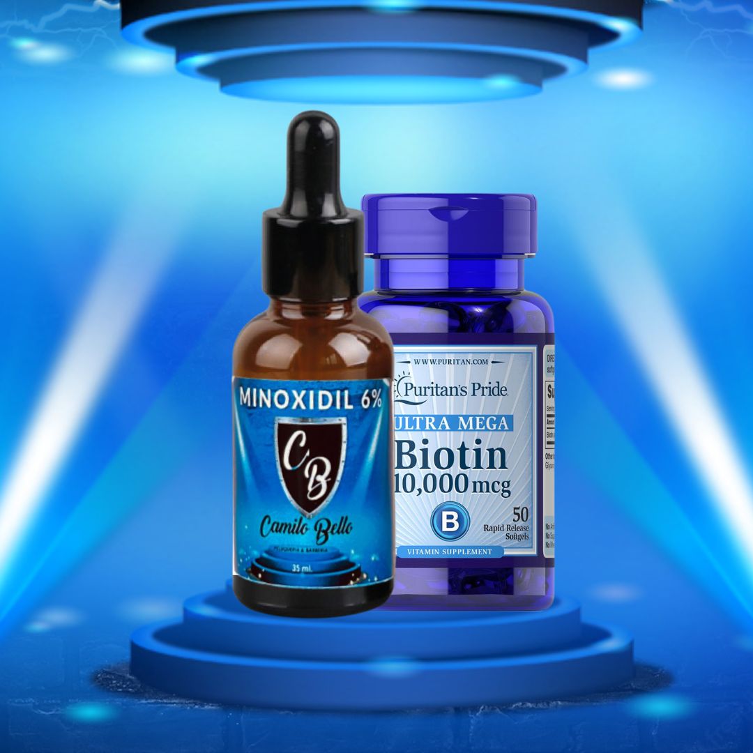 Combo Minoxidil 6% + Biotina (100 Pastillas) de 10.000 mcg
