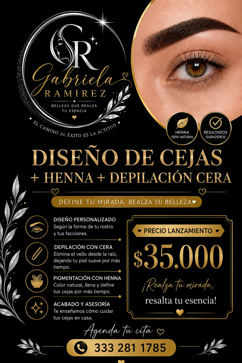 cejas en henna + depilación en cera