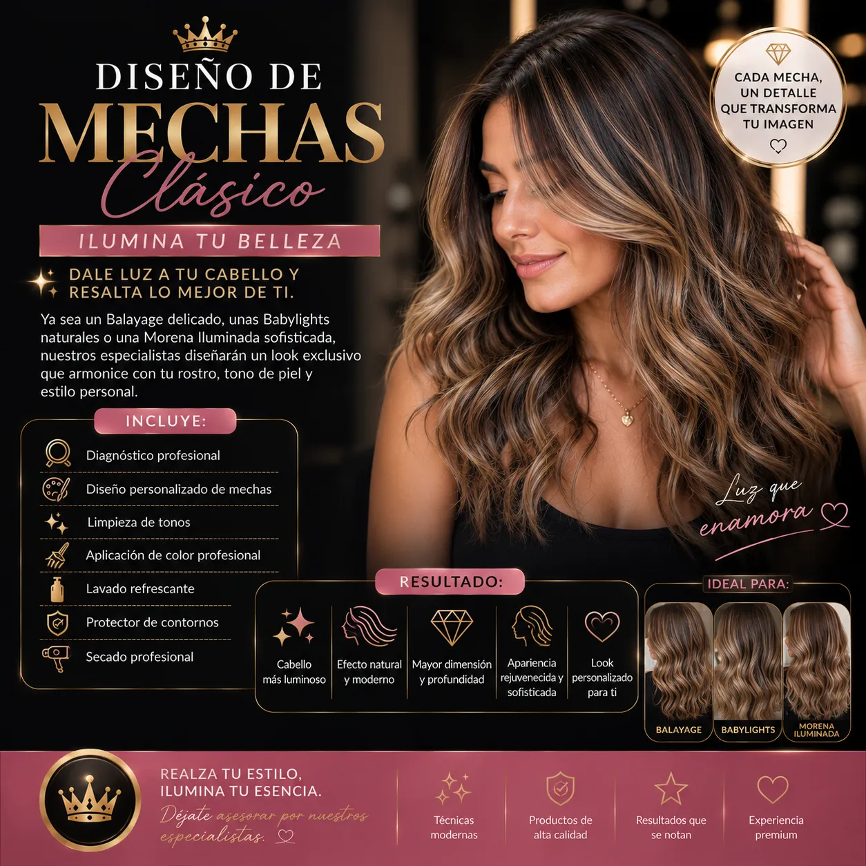 👑 Diseño de Mechas Clásico
