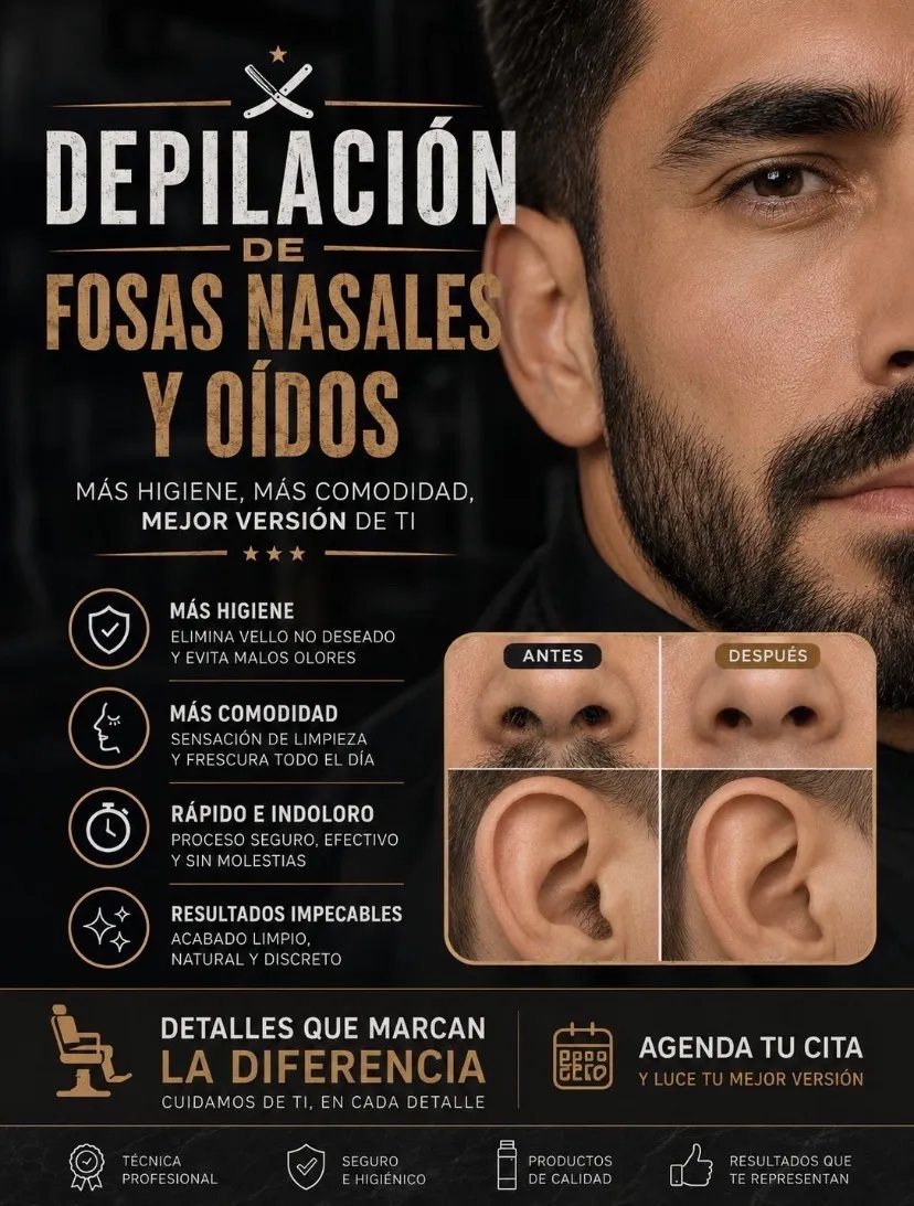 Depilación de fosas nasales u oídos