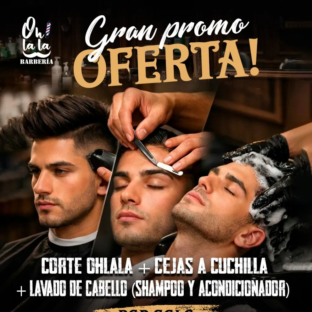 PROMO CORTE OHLALA + cejas a cuchilla + lavado de cabello (Shampoo y acondicionador) Oferta