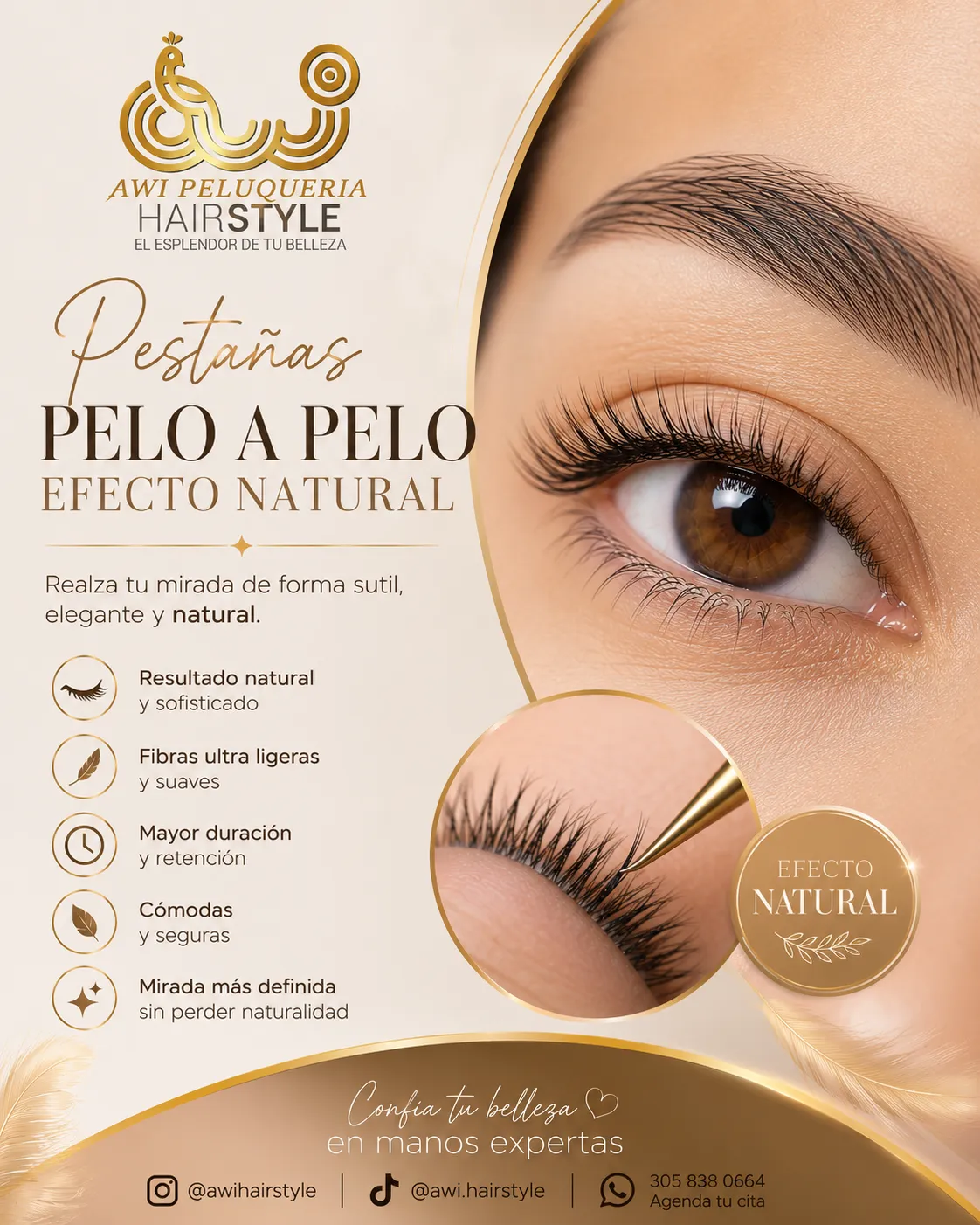 Retoque pestañas pelo a pelo efecto natu