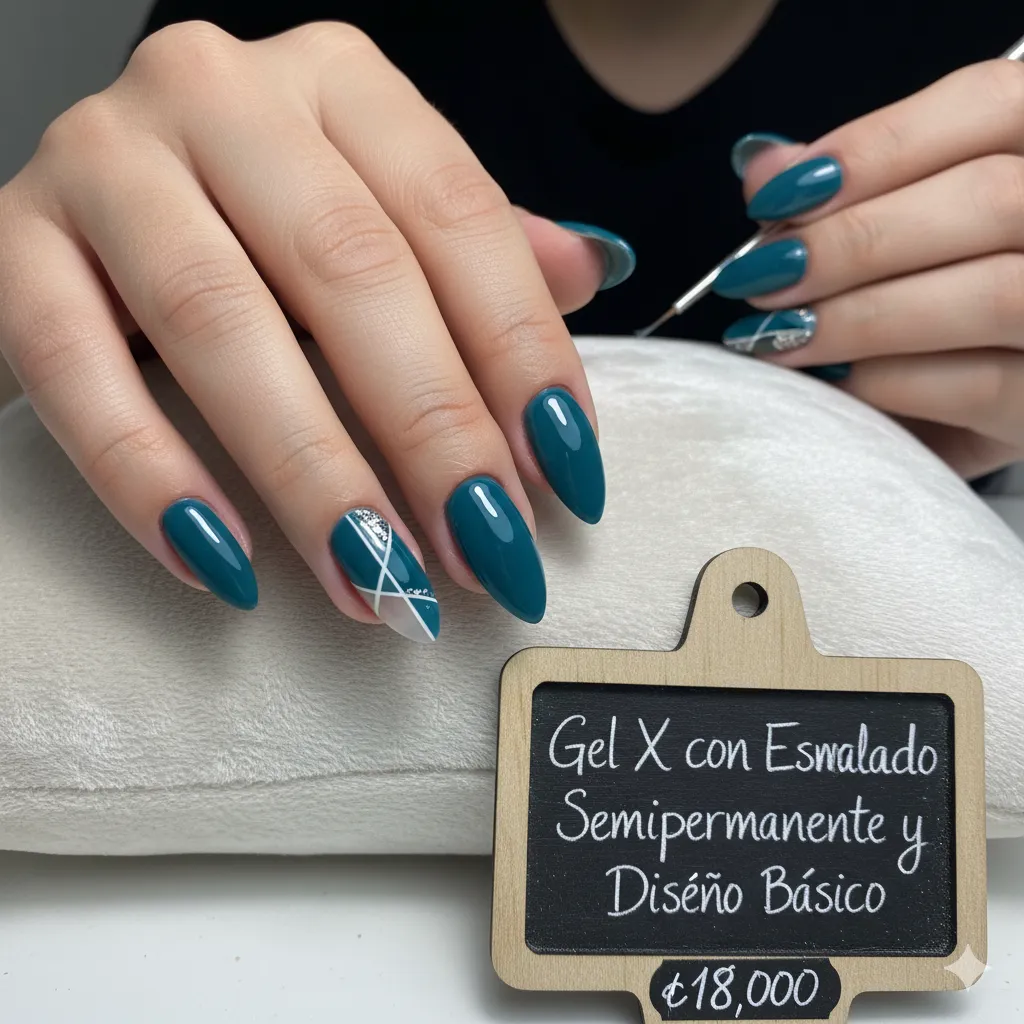 Gel x con esmaltado semipermanente y diseño básico - Imagen 1